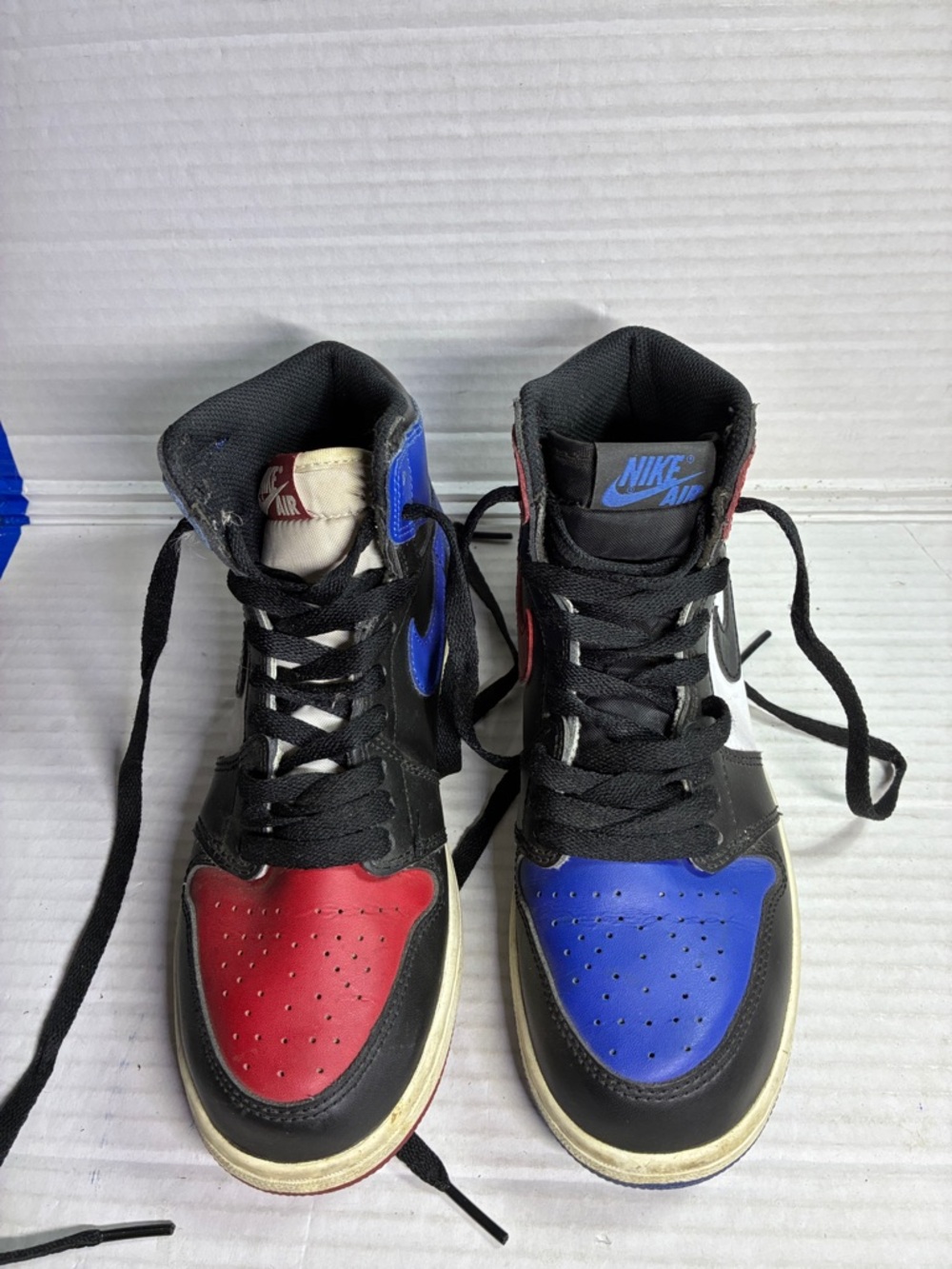 Nike High-Top Sneakers in Black with Red & Blue Toe Caps USED SKU 575441-026